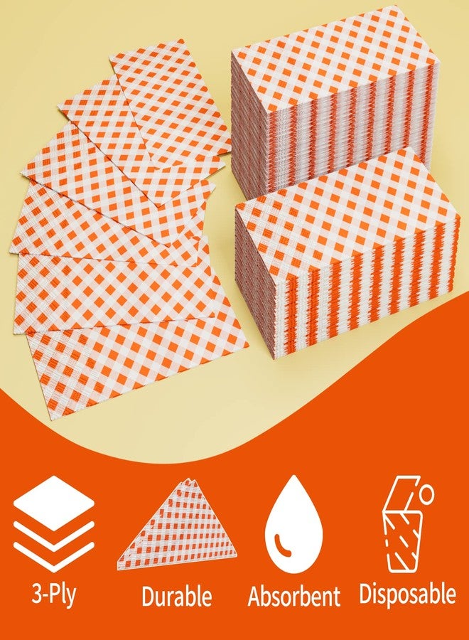 DYLIVeS Orange Gingham Napkins, 80 Pack Orange and White Checkered Guest Towel Plaid Party Napkins Disposable Paper Hand Towels for Luncheon, Dinner, Picnic, Birthday, Easter, Graduation Party, 3-Ply - Image 3